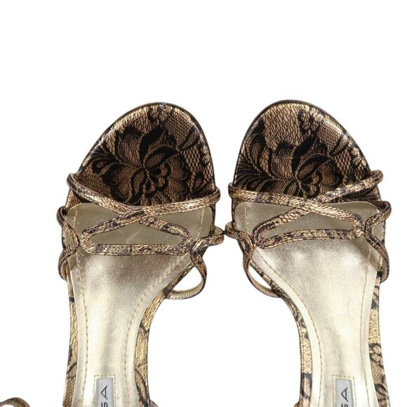 Via Spiga Shoes Womens 7 Pumps Strappy Heels Lace Print Leather Formal Going Out - Picture 9 of 15